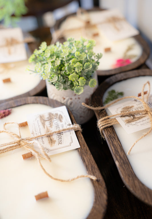 Medium Wooden Boat Bowl Candle | Southern Gentleman