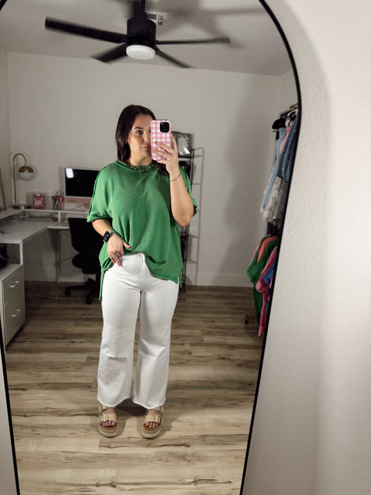 (PLUS SIZE) High Waist Frayed Hem Pants