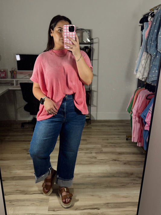 (PLUS) Distressed Hem Denim Jeans