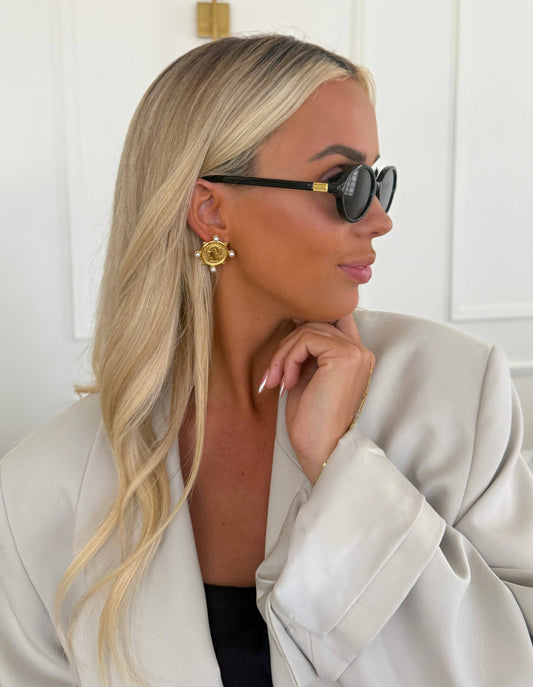 Pearl Coin Stud Earrings