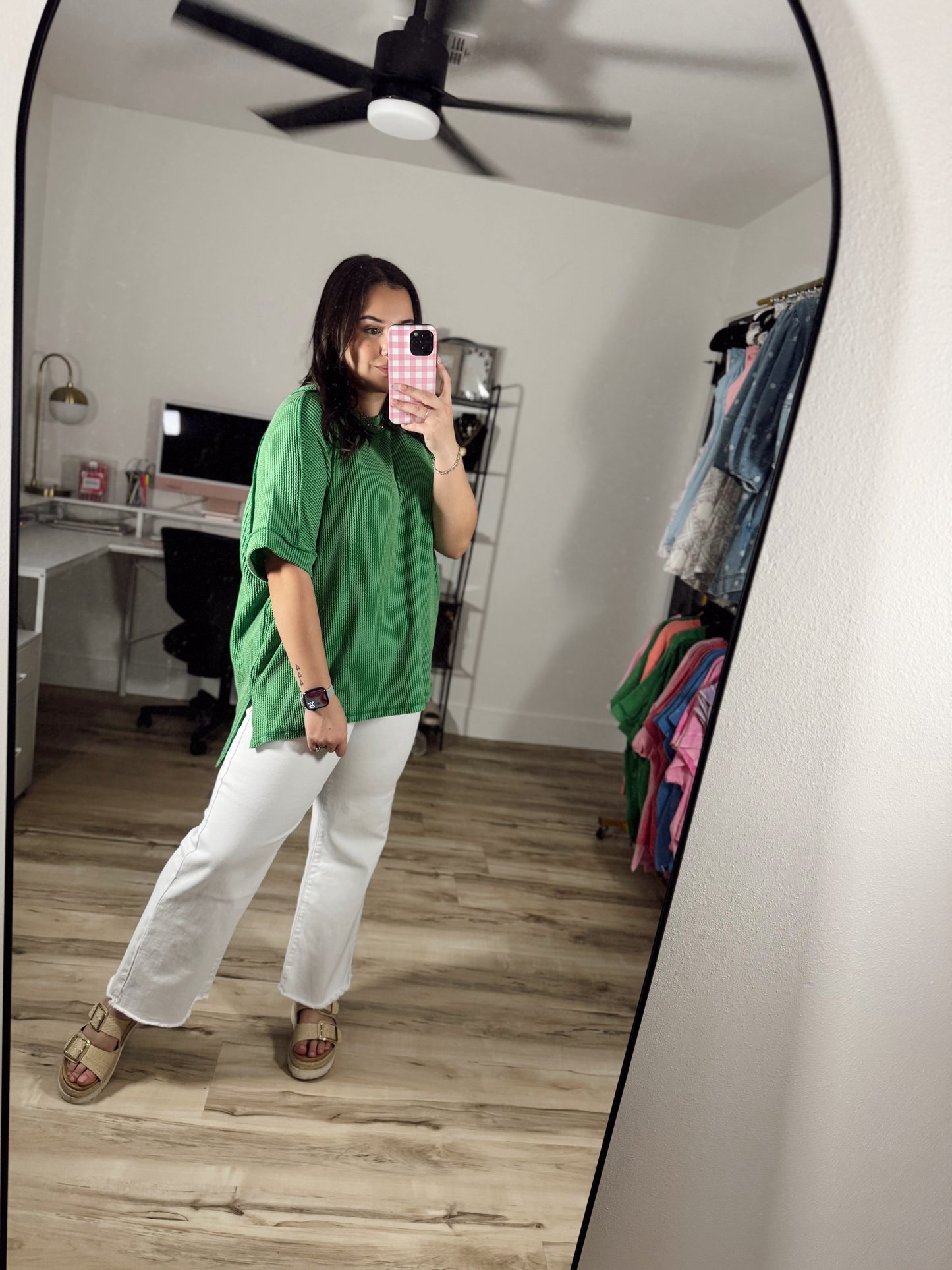 (PLUS SIZE) High Waist Frayed Hem Pants