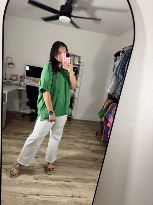 (PLUS SIZE) High Waist Frayed Hem Pants