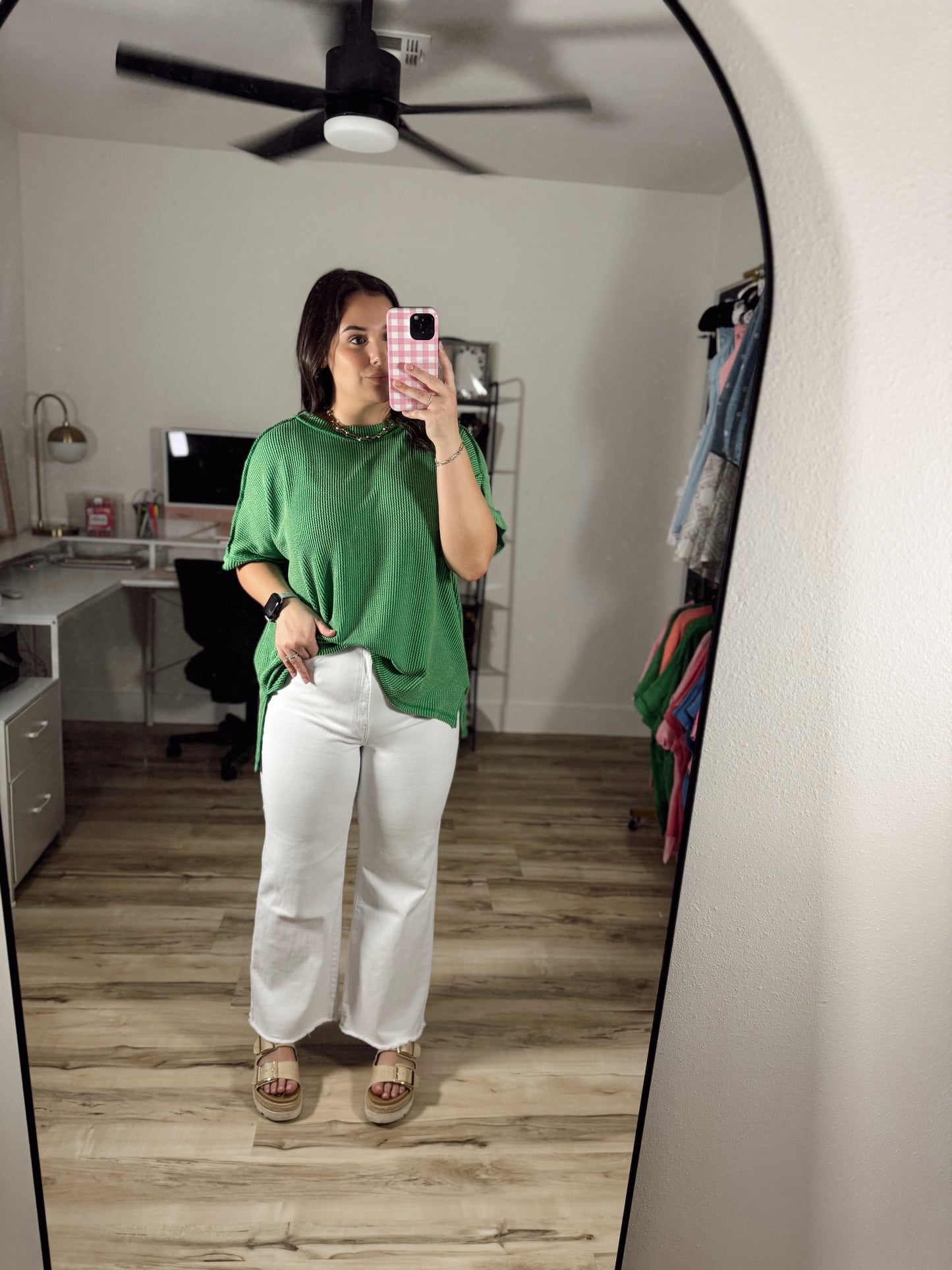 (PLUS SIZE) High Waist Frayed Hem Pants